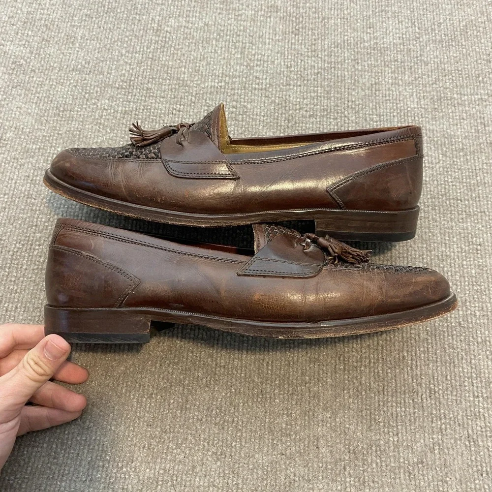 Johnston & Murphy Shoes Mens Size 10.5 M Brown Leather Dress Tassel Loafers 3758